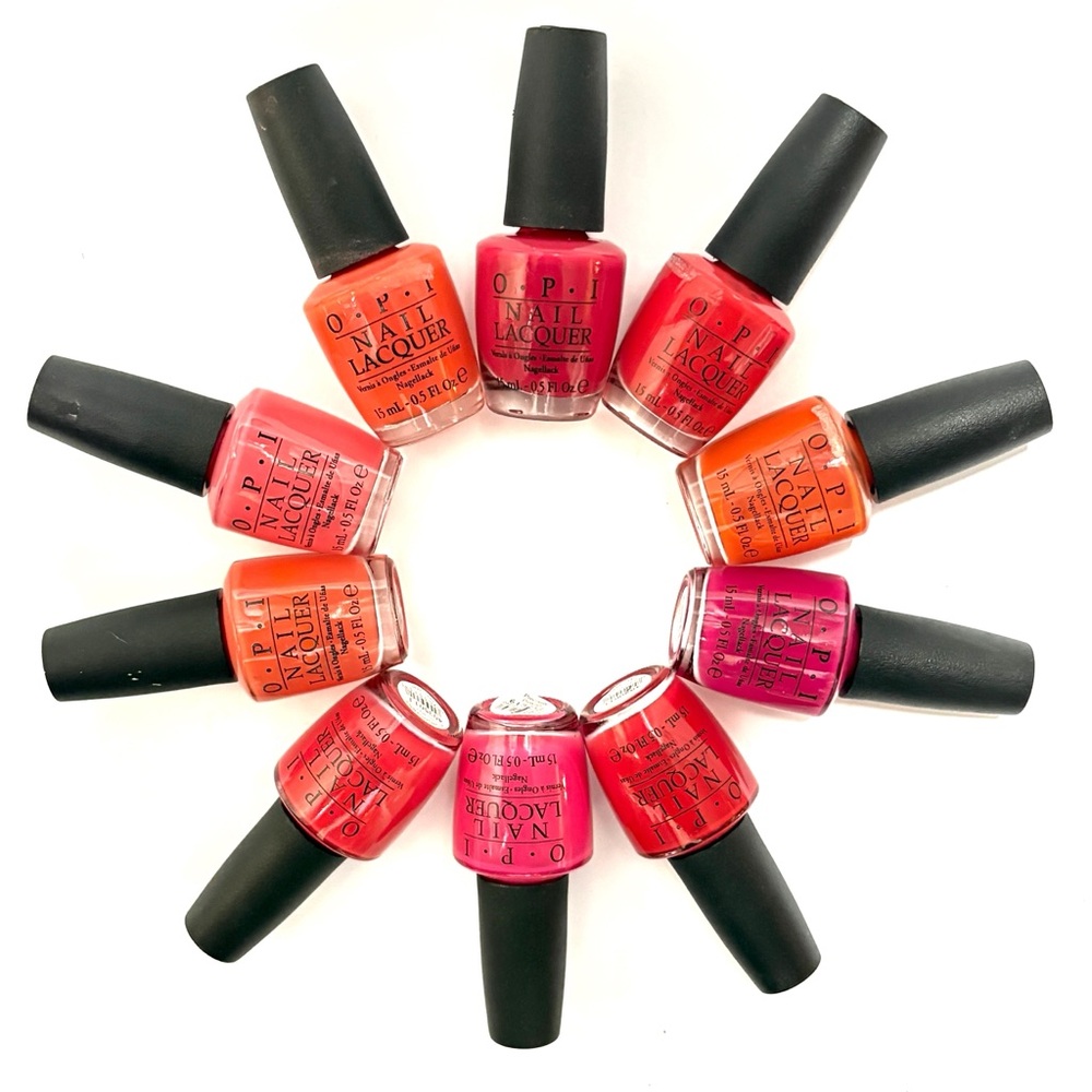 OPi Professional Nail Lacquer Set of 10 Reds, Pinks & Oranges